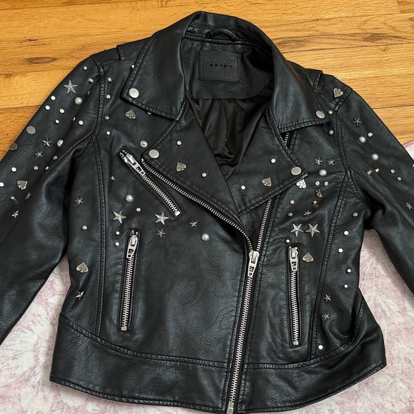 Blank NYC Black Leather Jacket with Silver Studs - Picture 3 of 5